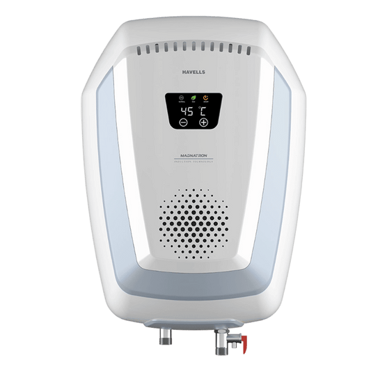 HAVELLS Magnatron 15 Litre 4 Star Vertical Storage Geyser with Revolutionary Induction Heat Transfer Technology (White & Blue)