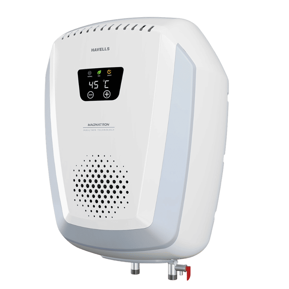 HAVELLS Magnatron 15 Litre 4 Star Vertical Storage Geyser with Revolutionary Induction Heat Transfer Technology (White & Blue)