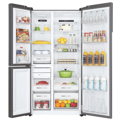 Haier 598 Litres 3 Star Frost Free Side By Side Smart Wifi Enabled Refrigerator with Deo Fresh Technology (HRT-683ISU1, Inox Steel)