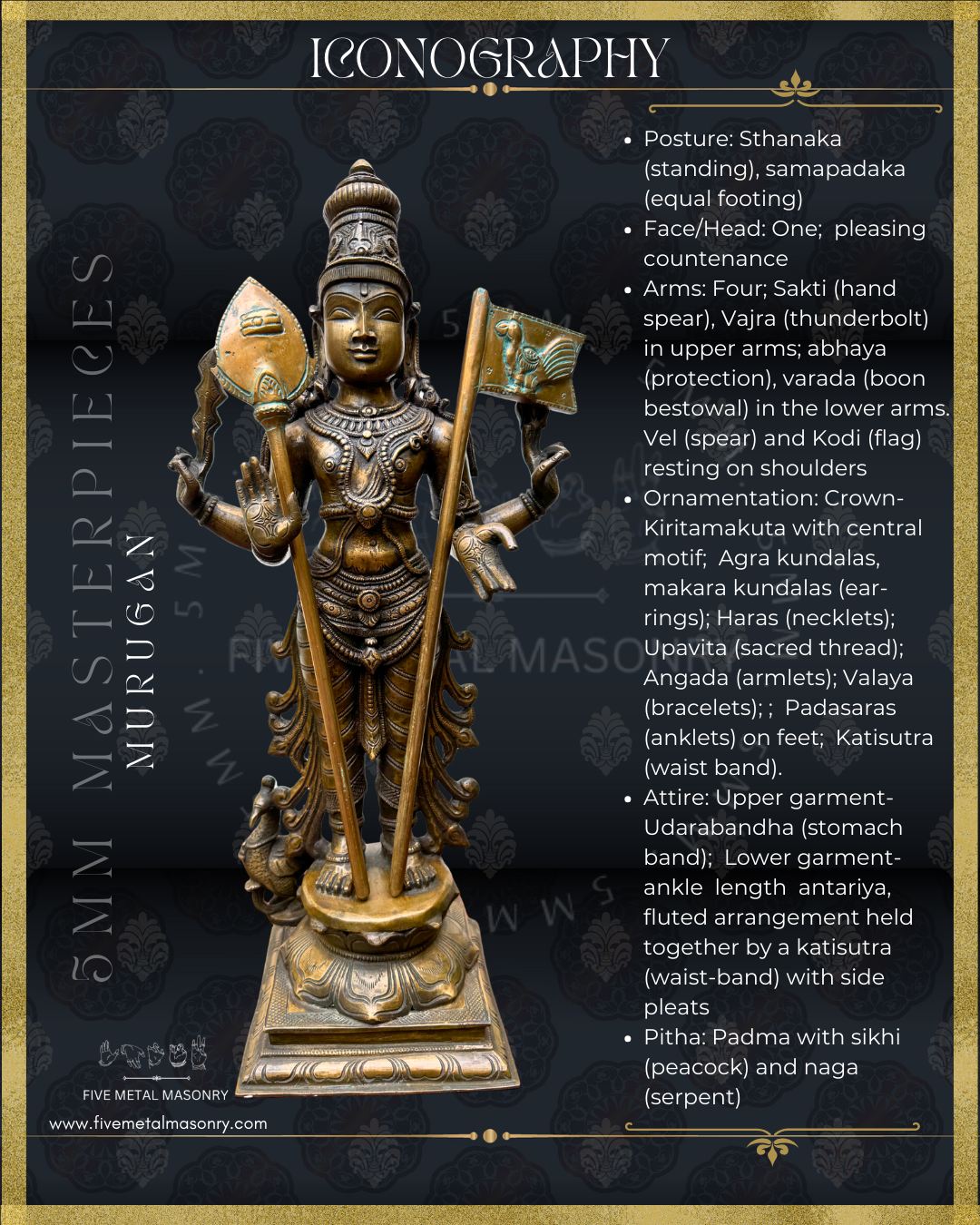 Murugan Panchaloha Bronze Icon - 18" - Masterpieces Collection