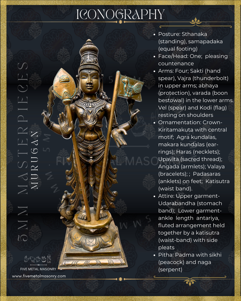 Murugan Panchaloha Bronze Icon - 18" - Masterpieces Collection