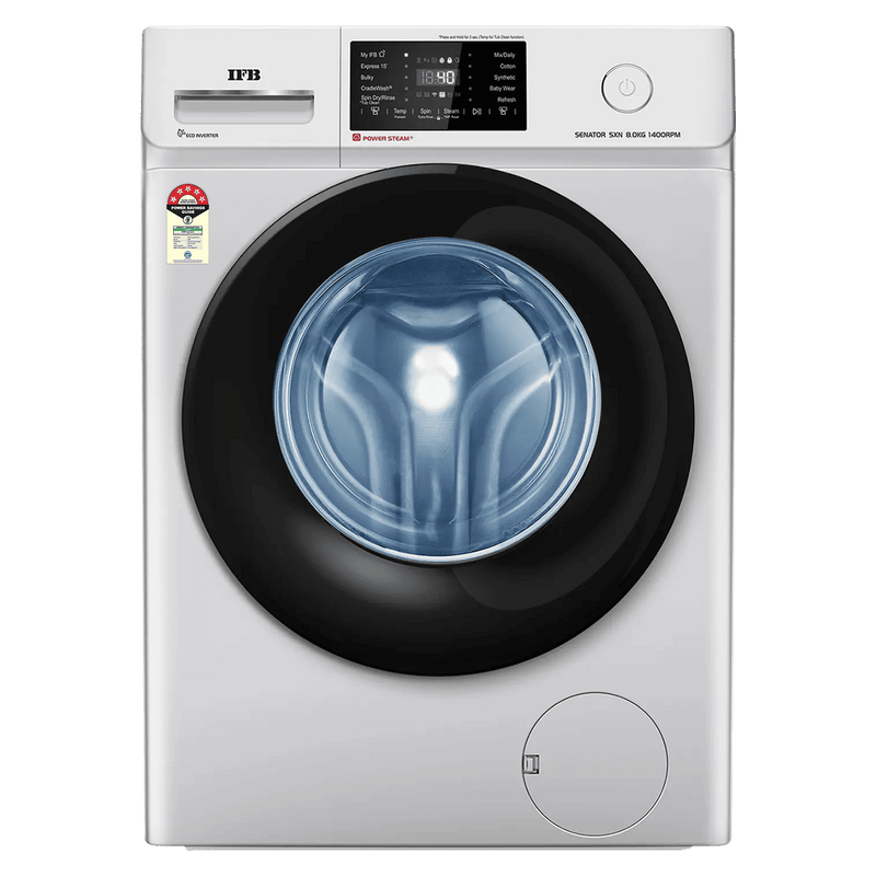 IFB 8 kg 5 Star Wi-Fi Inverter Fully Automatic Front Load Washing Machine (Senator SXN 8014, In-built Heater, Rich Silver)