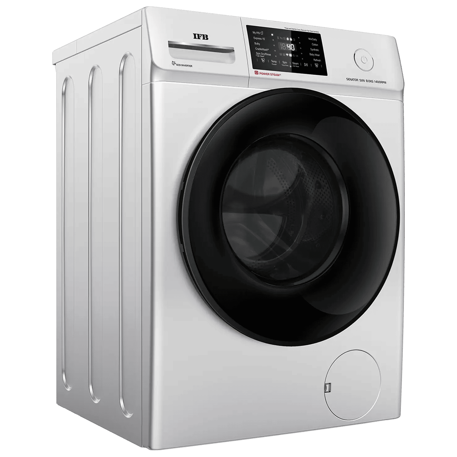 IFB 8 kg 5 Star Wi-Fi Inverter Fully Automatic Front Load Washing Machine (Senator SXN 8014, In-built Heater, Rich Silver)