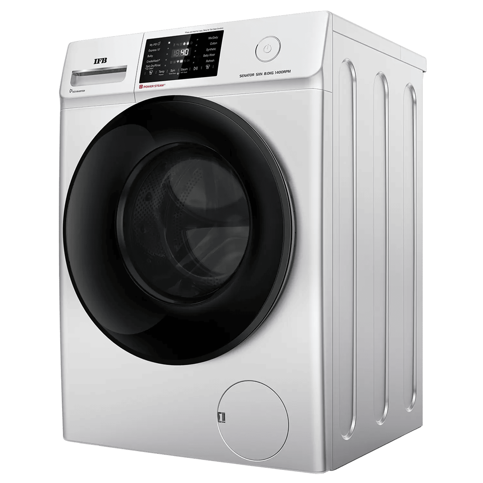 IFB 8 kg 5 Star Wi-Fi Inverter Fully Automatic Front Load Washing Machine (Senator SXN 8014, In-built Heater, Rich Silver)