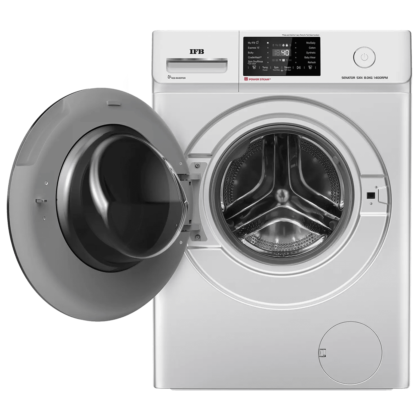 IFB 8 kg 5 Star Wi-Fi Inverter Fully Automatic Front Load Washing Machine (Senator SXN 8014, In-built Heater, Rich Silver)