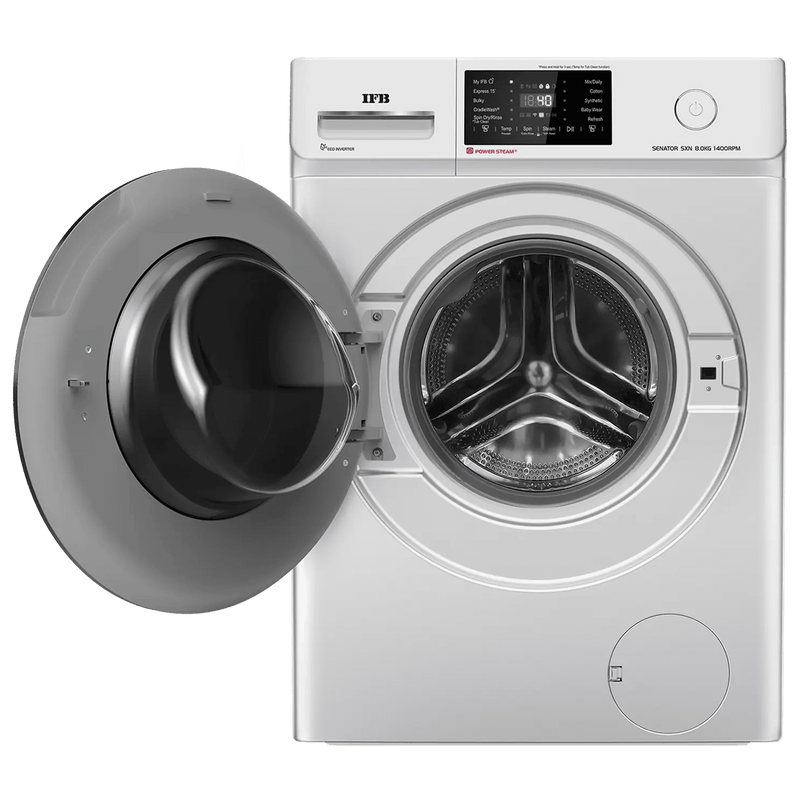 IFB 8 kg 5 Star Wi-Fi Inverter Fully Automatic Front Load Washing Machine (Senator SXN 8014, In-built Heater, Rich Silver)