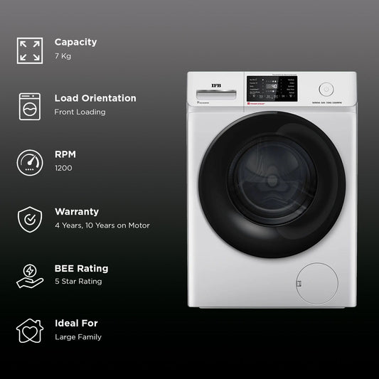 IFB 7 kg 5 Star Wi-Fi Inverter Fully Automatic Front Load Washing Machine (Senator SXN 7012, 9 Swirl Wash, Rich Silver)