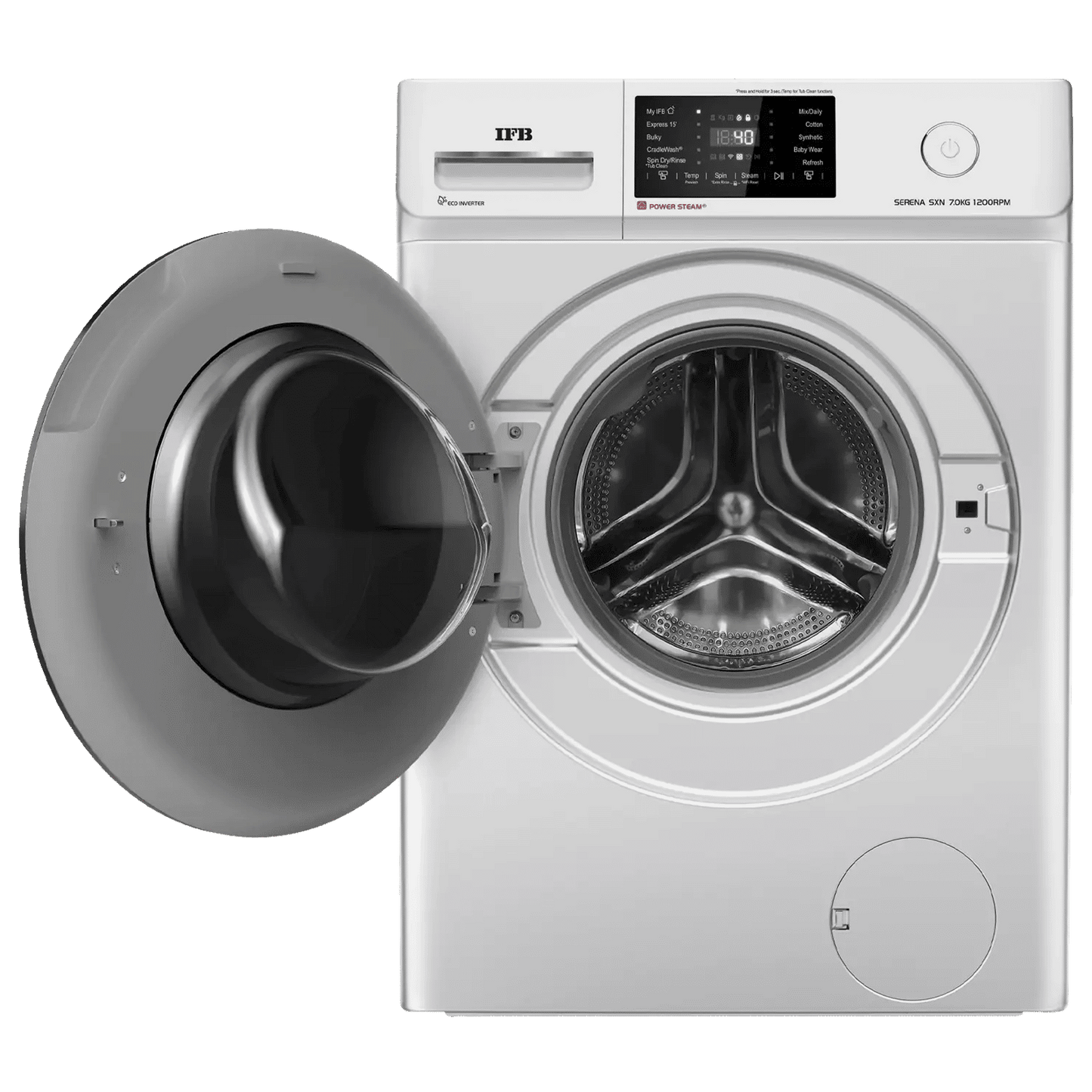 IFB 7 kg 5 Star Wi-Fi Inverter Fully Automatic Front Load Washing Machine (Senator SXN 7012, 9 Swirl Wash, Rich Silver)
