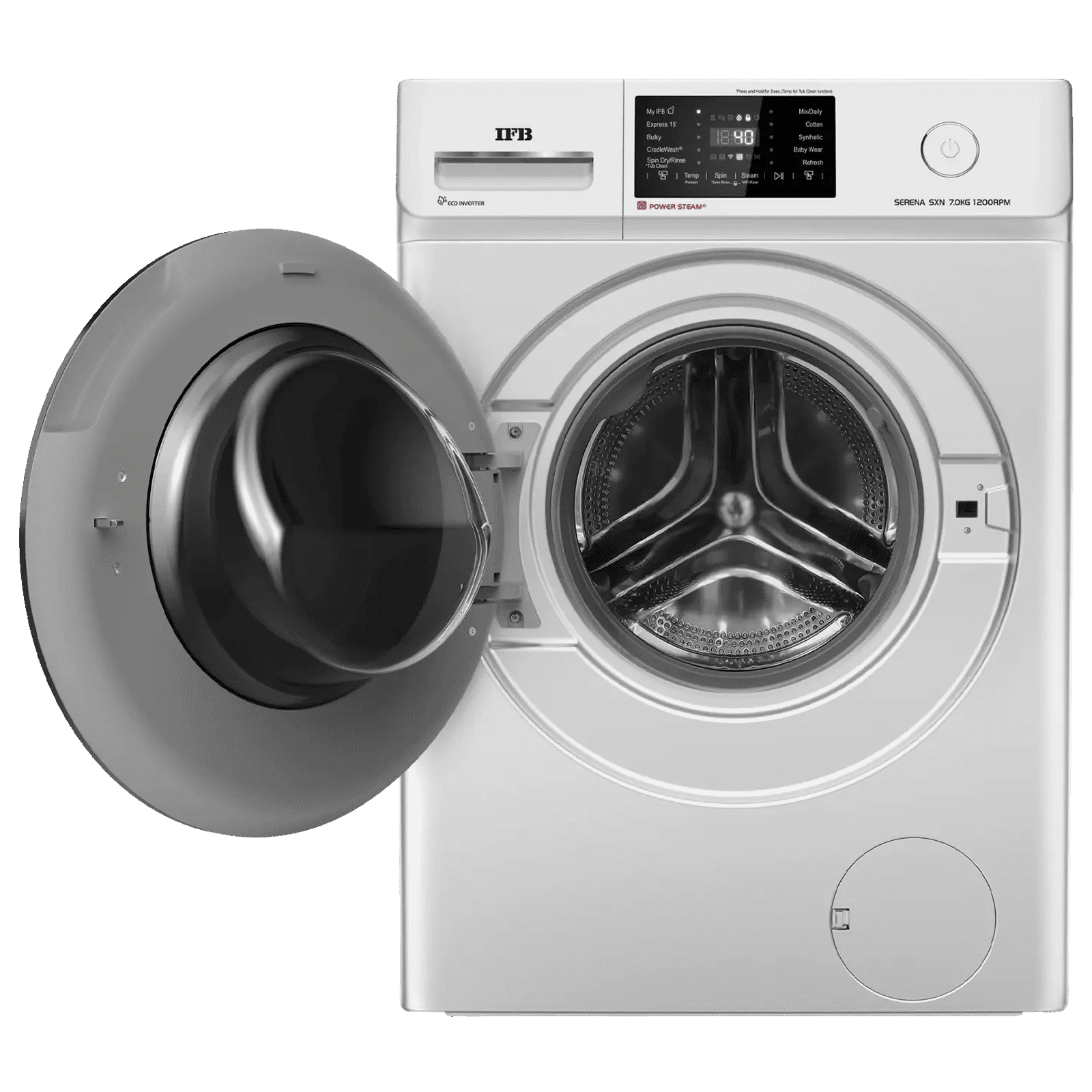 IFB 7 kg 5 Star Wi-Fi Inverter Fully Automatic Front Load Washing Machine (Senator SXN 7012, 9 Swirl Wash, Rich Silver)