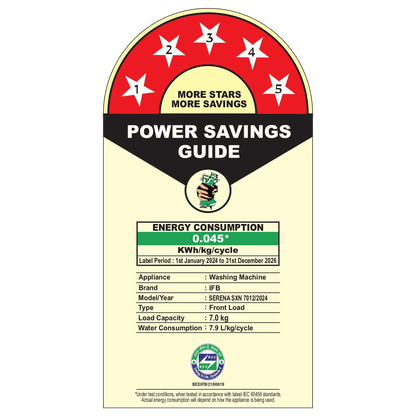 IFB 7 kg 5 Star Wi-Fi Inverter Fully Automatic Front Load Washing Machine (Senator SXN 7012, 9 Swirl Wash, Rich Silver)