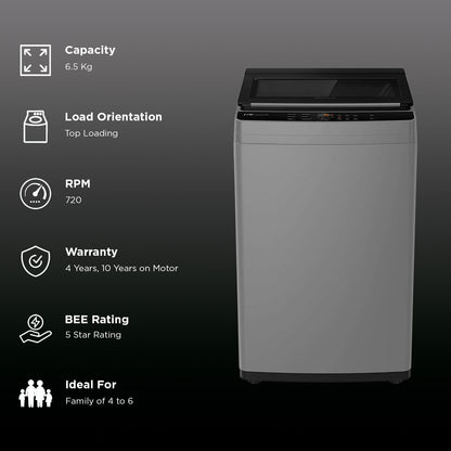 IFB 6.5 kg 5 Star Fully Automatic Top Load Washing Machine (TL650MG1, Powered By AI, Medium Grey)