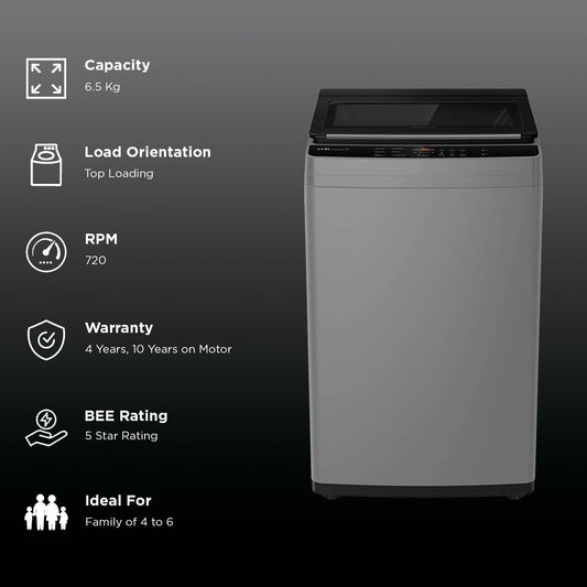 IFB 6.5 kg 5 Star Fully Automatic Top Load Washing Machine (TL650MG1, Powered By AI, Medium Grey)
