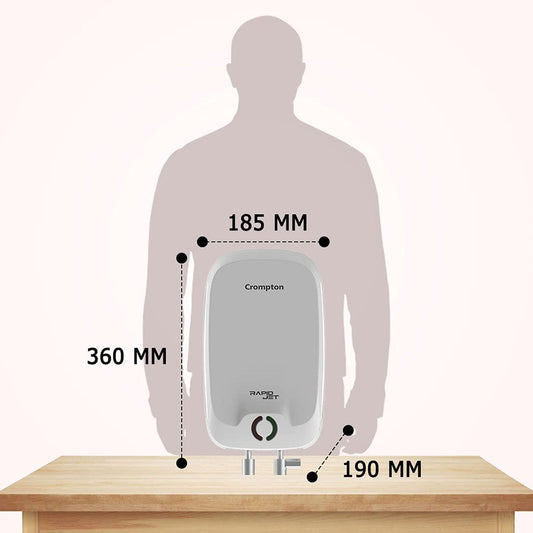 Crompton Rapid Jet 3 Litre 5 Star Vertical Instant Geyser with Advanced 4 Level Safety (White)