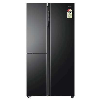 Haier 598 Litres 3 Star Frost Side-by-Side Smart Wifi Enabled Refrigerator with Digital Control Panel (HRT-683KGU1, Black Glass)