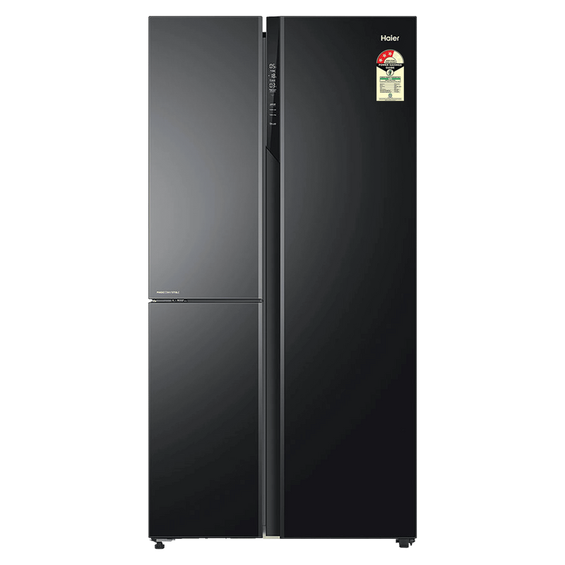 Haier 598 Litres 3 Star Frost Side-by-Side Smart Wifi Enabled Refrigerator with Digital Control Panel (HRT-683KGU1, Black Glass)