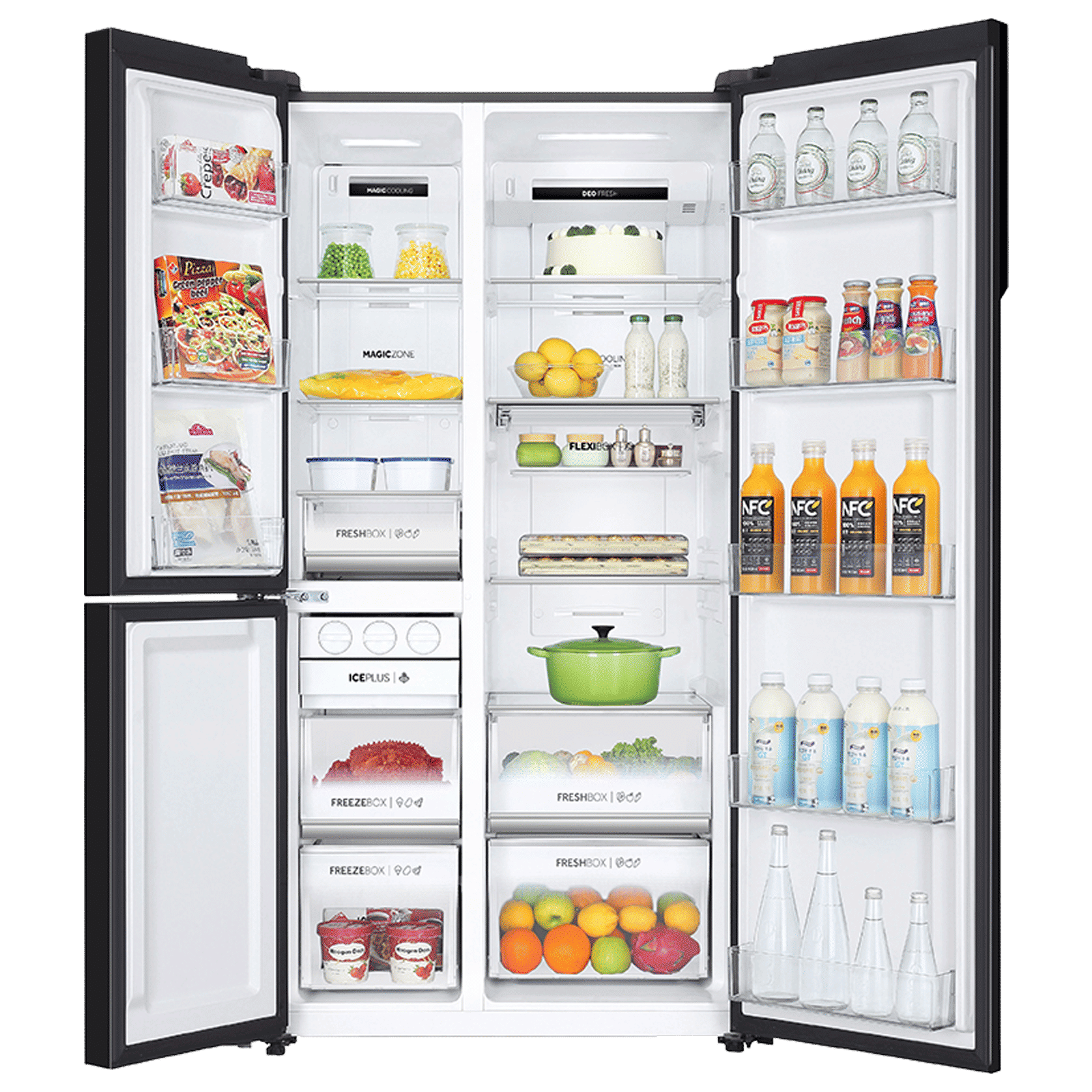 Haier 598 Litres 3 Star Frost Side-by-Side Smart Wifi Enabled Refrigerator with Digital Control Panel (HRT-683KGU1, Black Glass)