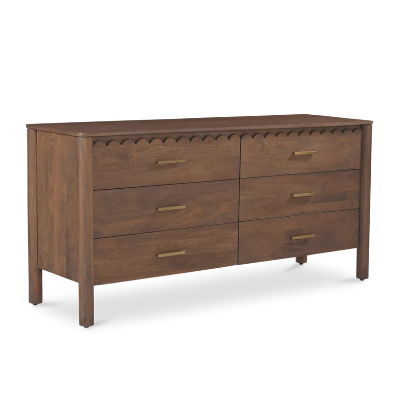 Indiana Scalloped Edge Solid Wood Dresser – Modern Storage Cabinet