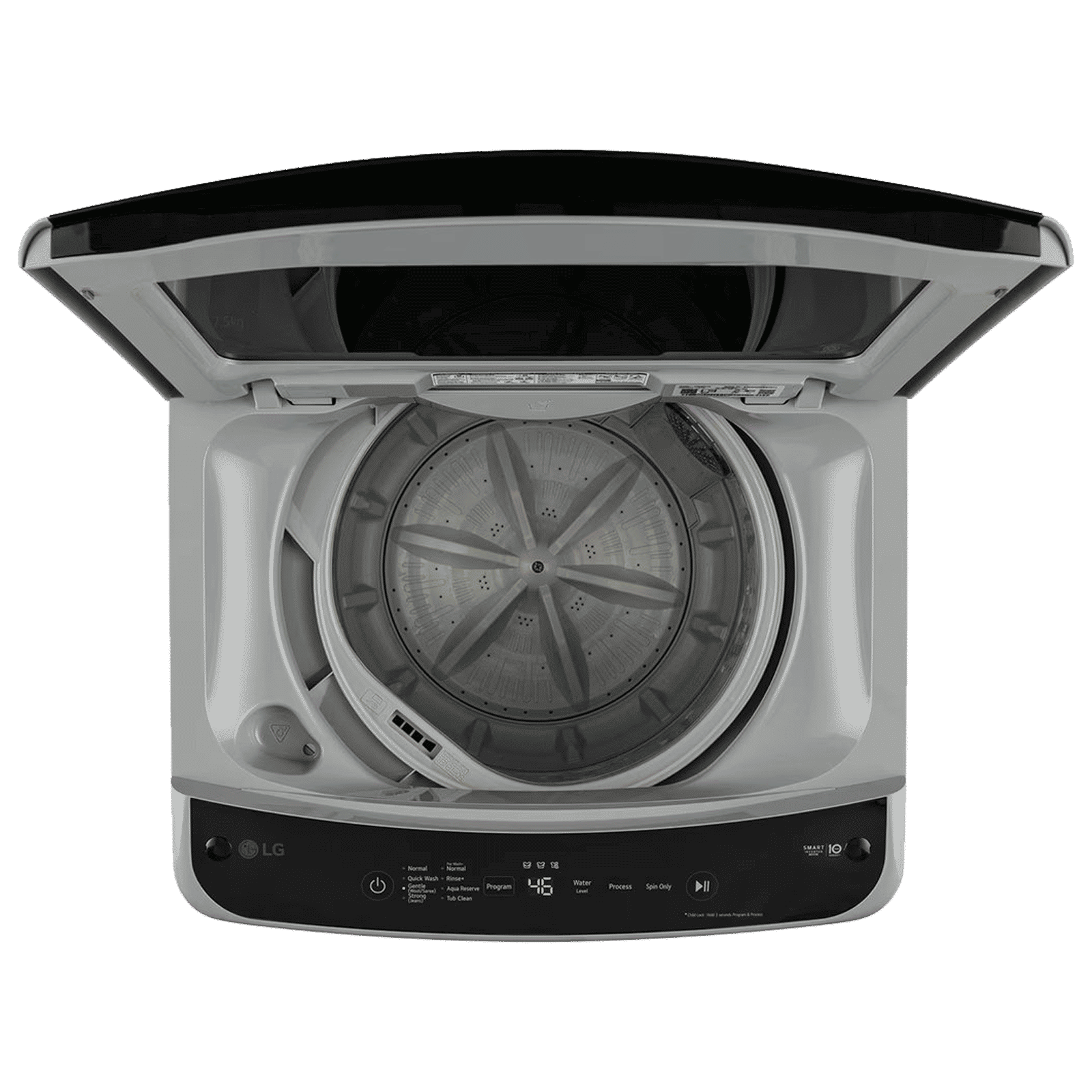 LG 7.5 kg 5 Star Inverter Fully Automatic Top Load Washing Machine (T75VBSF1Z, Smart Inverter Motor, Middle Free Silver)