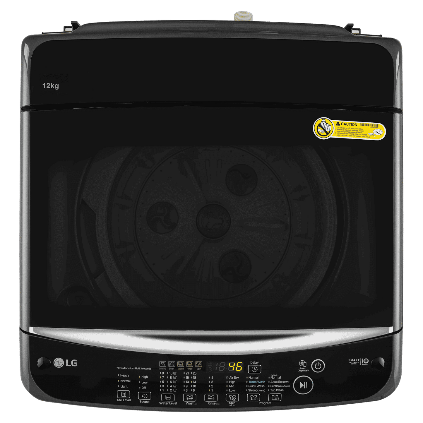 LG 12 kg 5 Star Inverter Fully Automatic Top Load Washing Machine (T12SJMB1Z, Smart Inverter Motor, Middle Black)