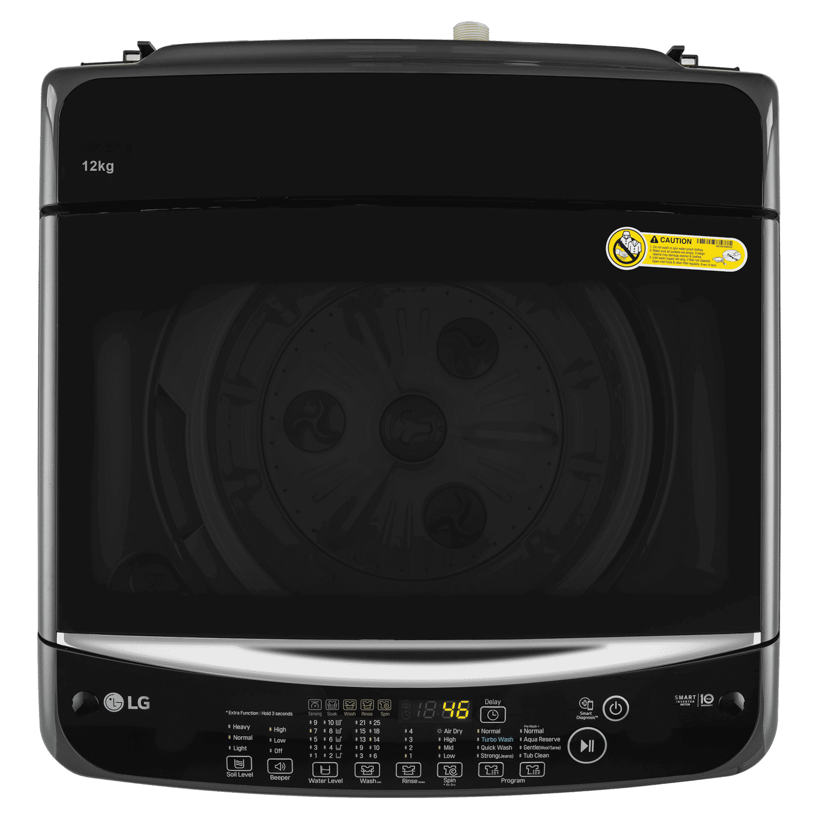 LG 12 kg 5 Star Inverter Fully Automatic Top Load Washing Machine (T12SJMB1Z, Smart Inverter Motor, Middle Black)