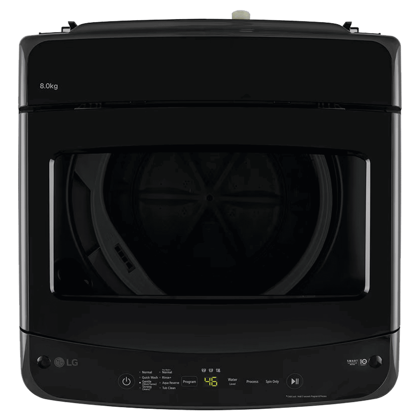 LG 8 kg 5 Star Inverter Fully Automatic Top Load Washing Machine (T80VBMB1Z, Smart Inverter Motor, Middle Black)