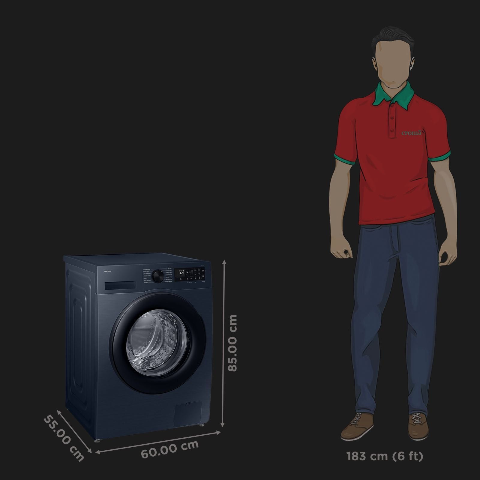 SAMSUNG 9 kg 5 Star Wi-Fi Inverter Fully Automatic Front Load Washing Machine (WW90DG5U24ASTL, Energy Mode, Navy)