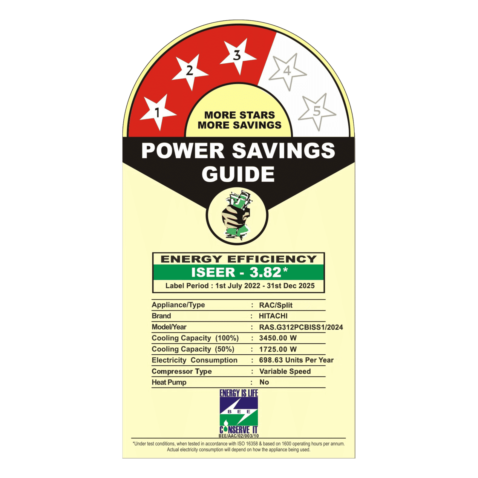 HITACHI iZen 3400SXL Convertible 1 Ton 3 Star Invertor Split AC with Anti Bacterial SuperFine Mesh Filter (Copper Condenser, RAS.G312PCBISS1)