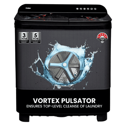 Haier 9 kg Semi Automatic Washing Machine with Softfall Techonology (HTW90-178FL, Black)