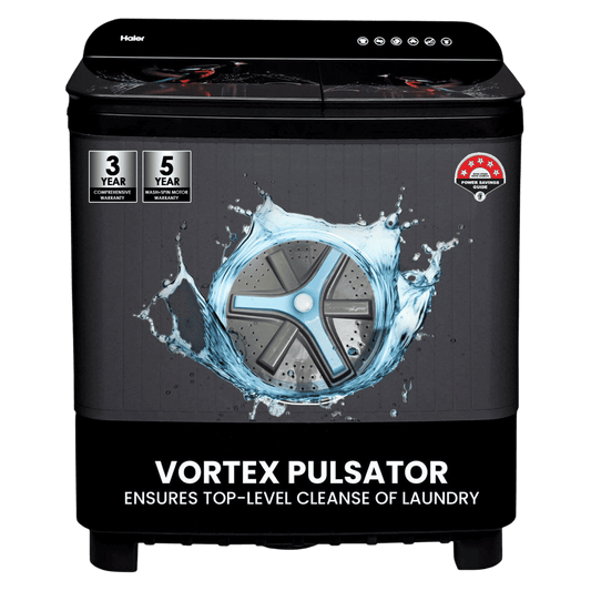 Haier 9 kg Semi Automatic Washing Machine with Softfall Techonology (HTW90-178FL, Black)