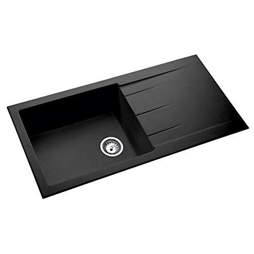 Kaff KSG 40 SBD BLK Quartz Granite Single Bowl Sink (Black)