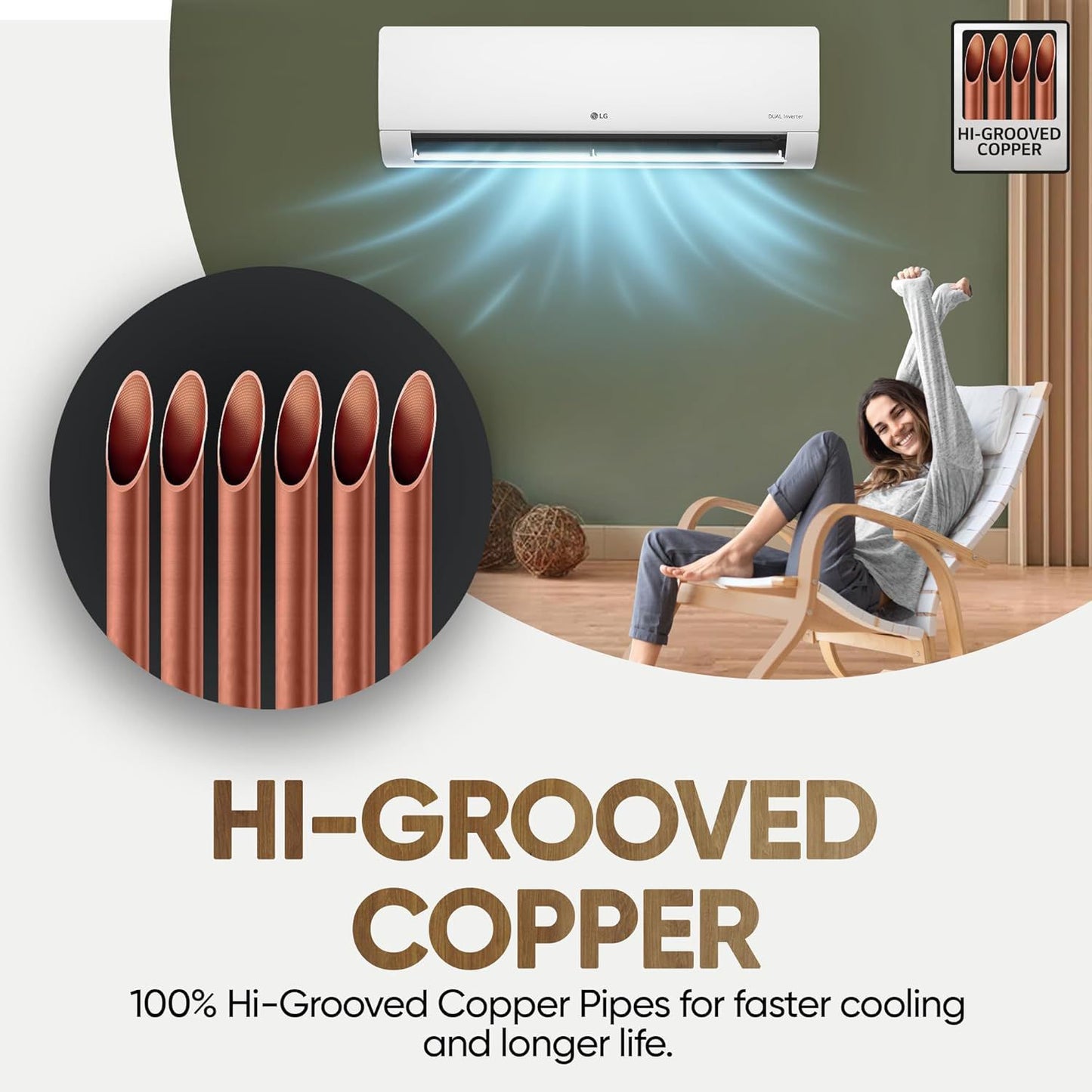 LG 6 in 1 Convertible 1.5 Ton 3 Star Dual Inverter Split AC with 6 Step Fan Speed (2025 Model, Copper Condenser, US-Q18RNXE.AMLG)