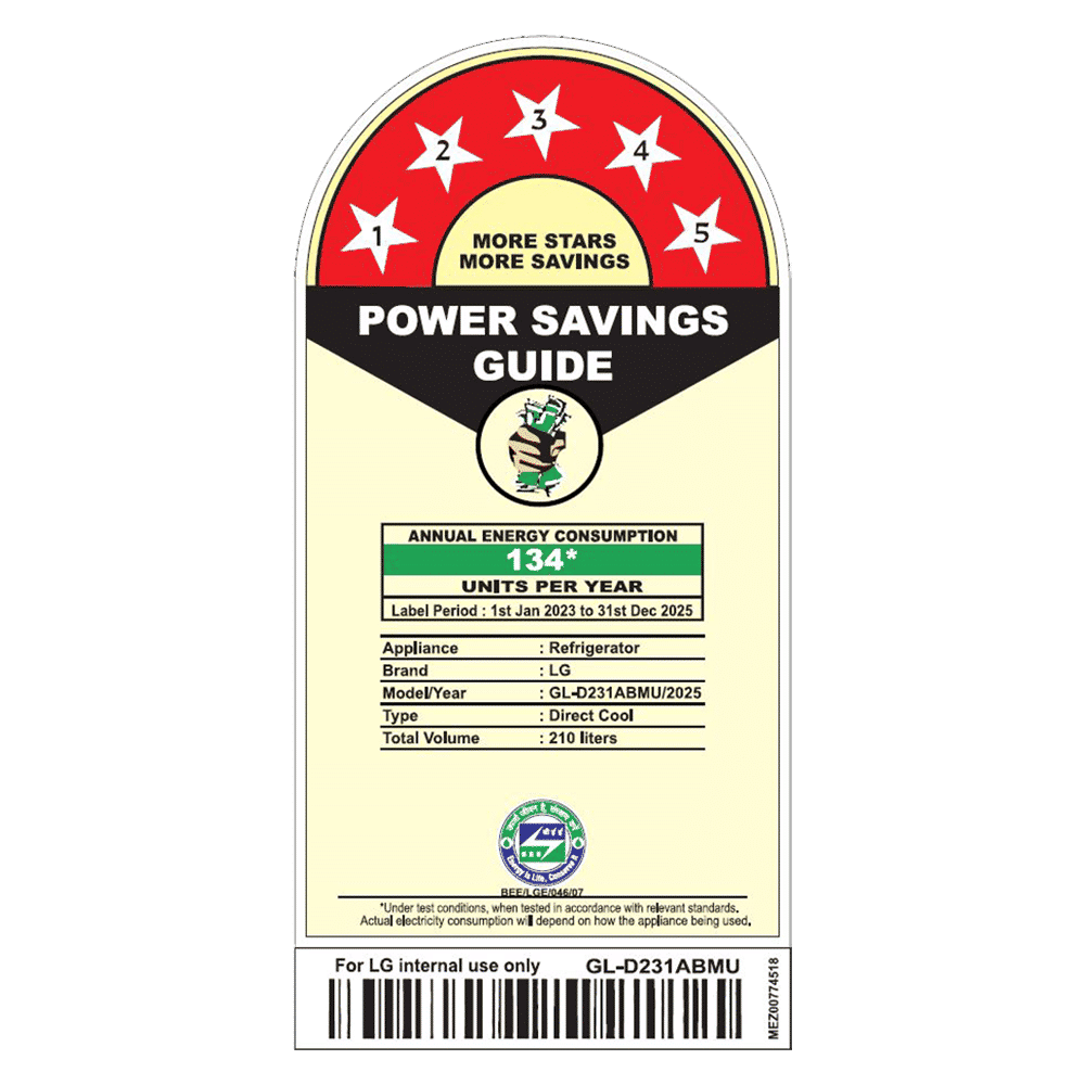 LG 231 Series 210 Litres 5 Star Direct Cool Single Door Refrigerator with Auto Smart Connect (GL-D231ABMU, Blue Marvel)