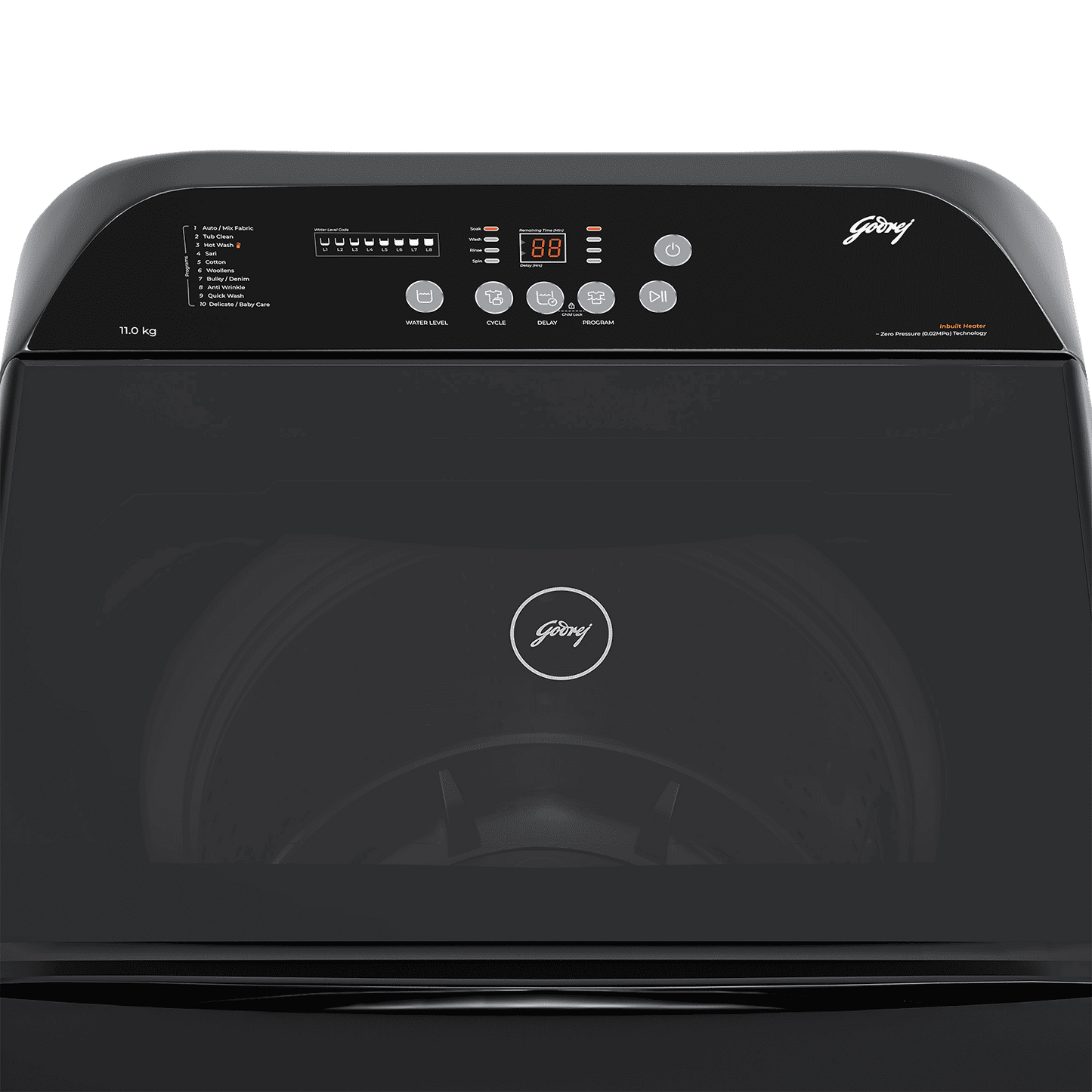 Godrej 11 kg 5 Star Fully Automatic Top Load Washing Machine (Hydris, 52141601SD00512, In-built Heater, Glacial Grey)