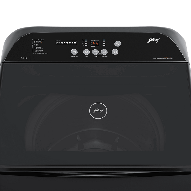Godrej 11 kg 5 Star Fully Automatic Top Load Washing Machine (Hydris, 52141601SD00512, In-built Heater, Glacial Grey)