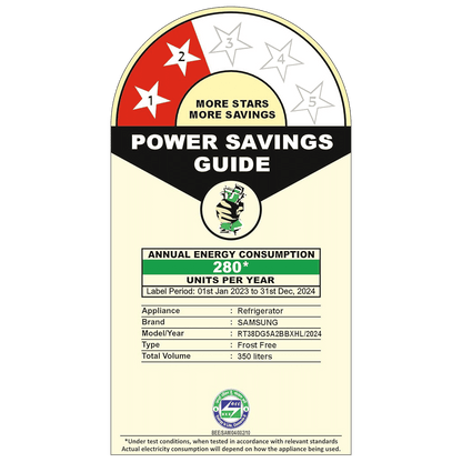 SAMSUNG 350 Liters 2 Star Frost Free Double Door Smart Wifi Enabled Refrigerator with Anti Bacterial Gasket (RT38DG5A2BBXHL, Luxe Black)