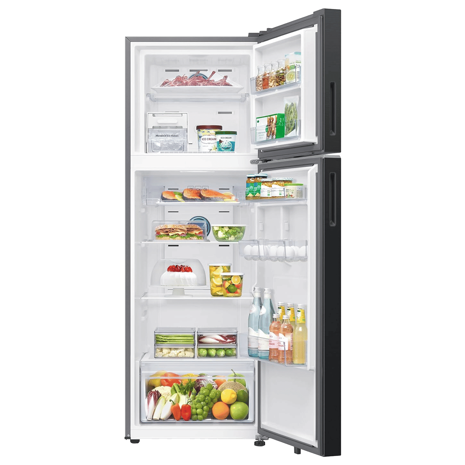 SAMSUNG 330 Litres 2 Star Frost Free Double Door Smart Wifi Enabled Refrigerator with Anti Bacterial Gasket (RT34DG5A2BBXHL, Luxe Black)