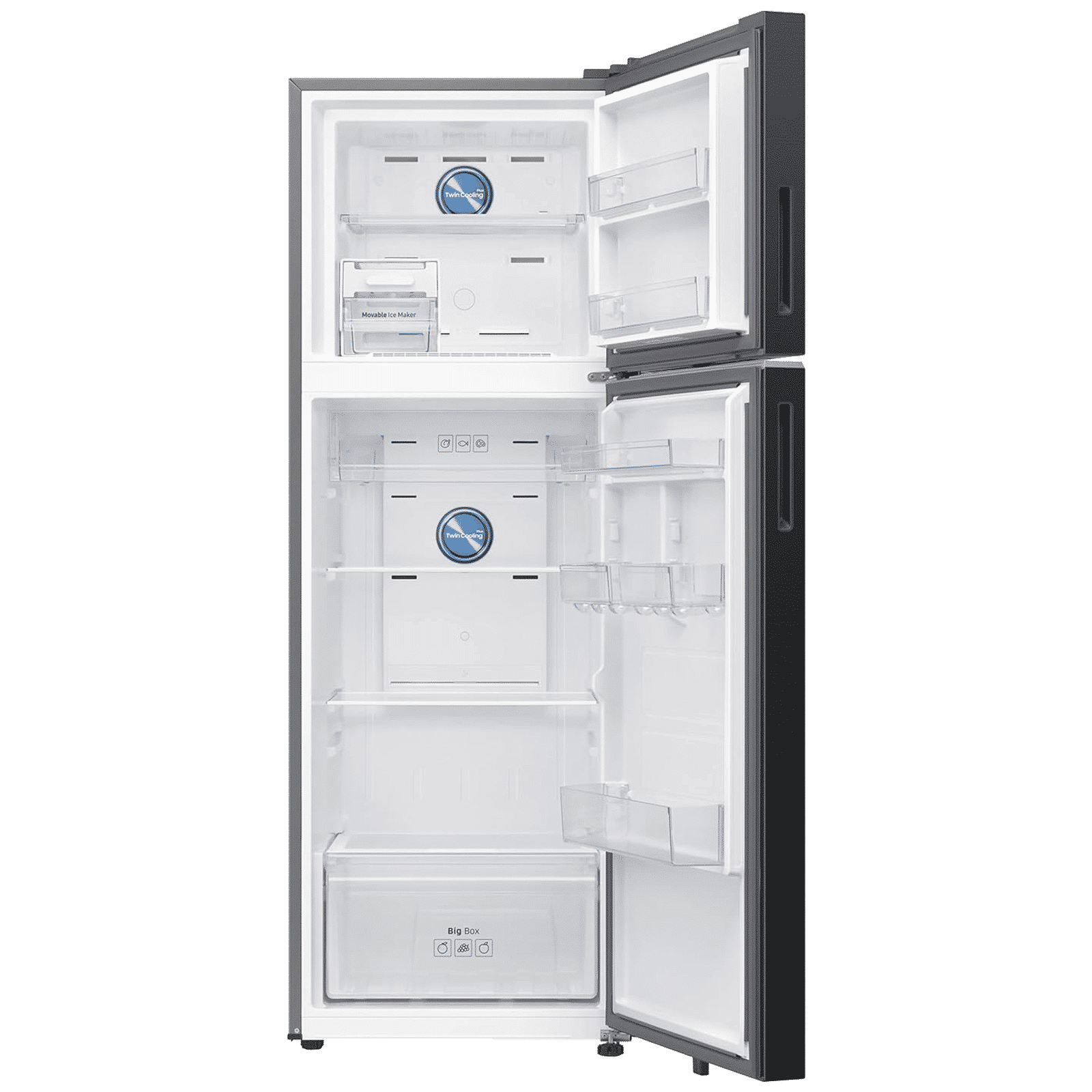 SAMSUNG 330 Litres 2 Star Frost Free Double Door Smart Wifi Enabled Refrigerator with Anti Bacterial Gasket (RT34DG5A2BBXHL, Luxe Black)