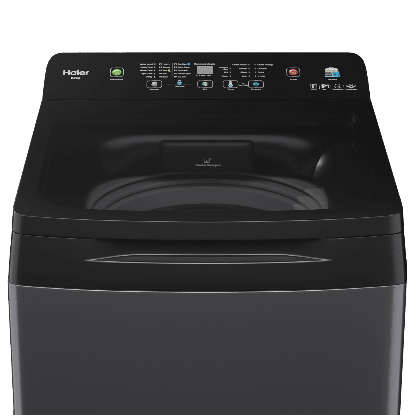 Haier 10.5 kg 5 Star Fully Automatic Top Load Washing Machine (Heater 688, HWM105-H688BK, In Built Heater, Black)