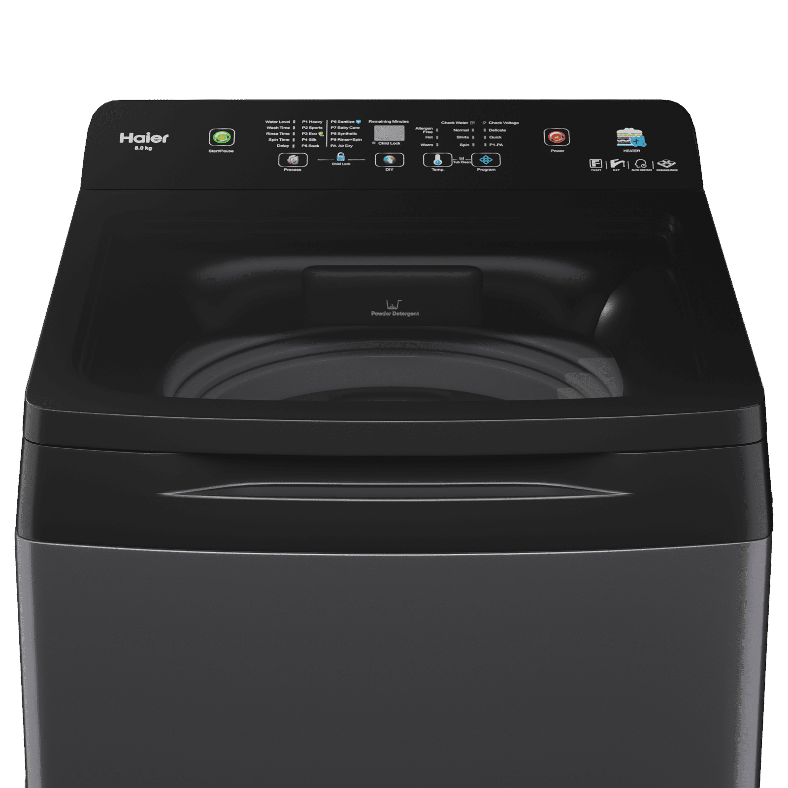 Haier 10.5 kg 5 Star Fully Automatic Top Load Washing Machine (Heater 688, HWM105-H688BK, In Built Heater, Black)