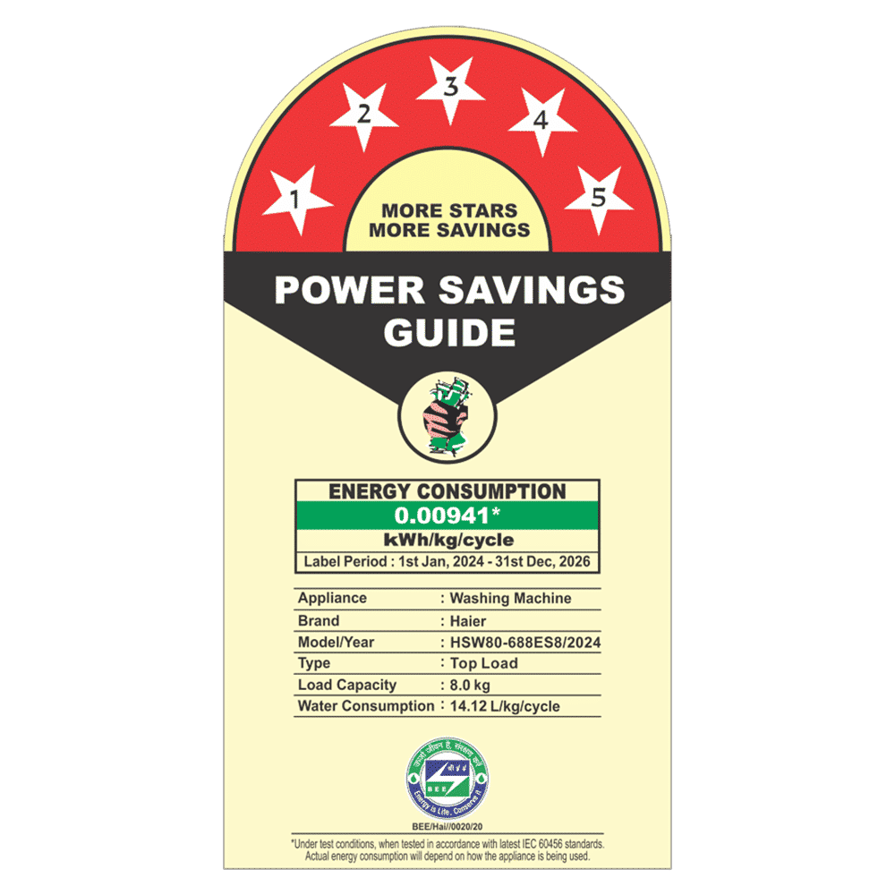 Haier 8 Kg 5 Star Fully Automatic Top Load Washing Machine (AST 688, HSW80-688ES8, Anti-Scale Technology, Dark jade)