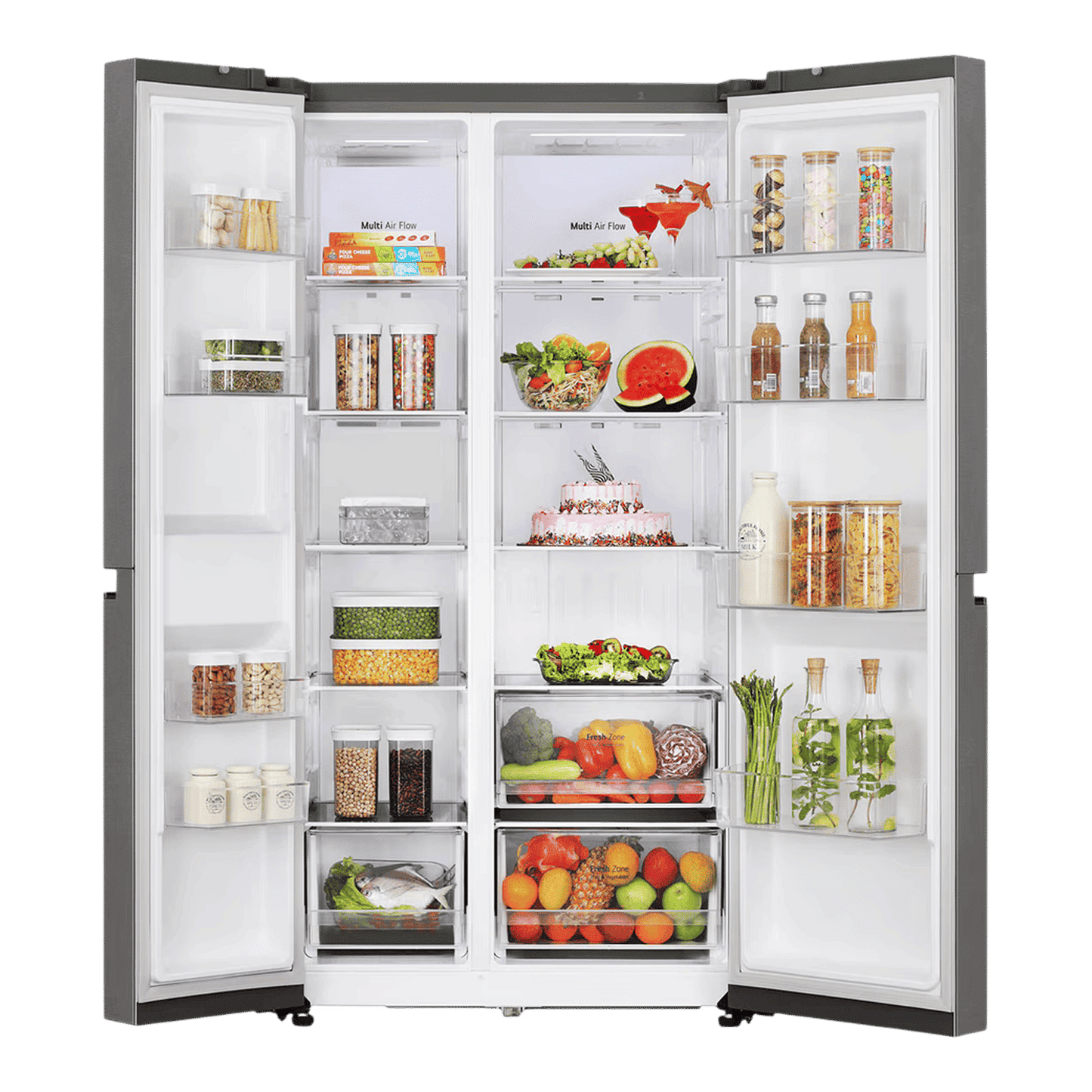 LG 650 Litres 3 Star Frost Free Side by Side Refrigerator with Multi Air Flow (GL-B257JDS3, Dazzle Steel)