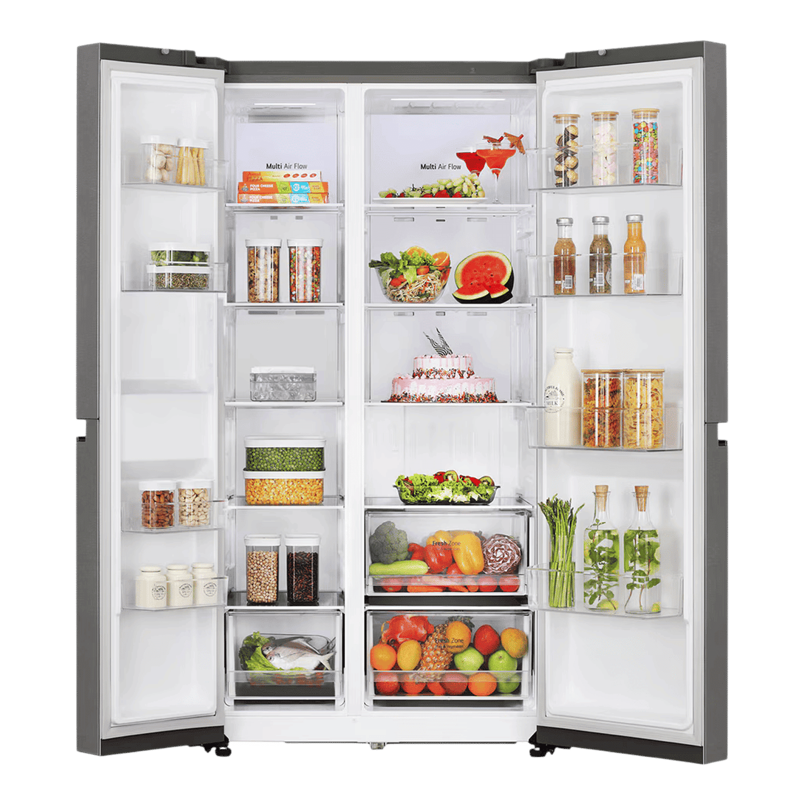 LG 650 Litres 3 Star Frost Free Side by Side Refrigerator with Multi Air Flow (GL-B257JDS3, Dazzle Steel)