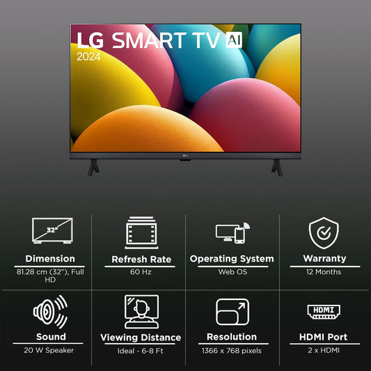 LG LR68 32 cm (81.28 inch) HD LED Smart WebOS TV with AI Sound Virtual Surround 5.1(2025 model)