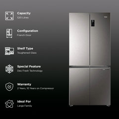 Haier 520 Litres 3 Star Frost Free French Door Convertible Refrigerator (HRB-600IS, Inox Steel)