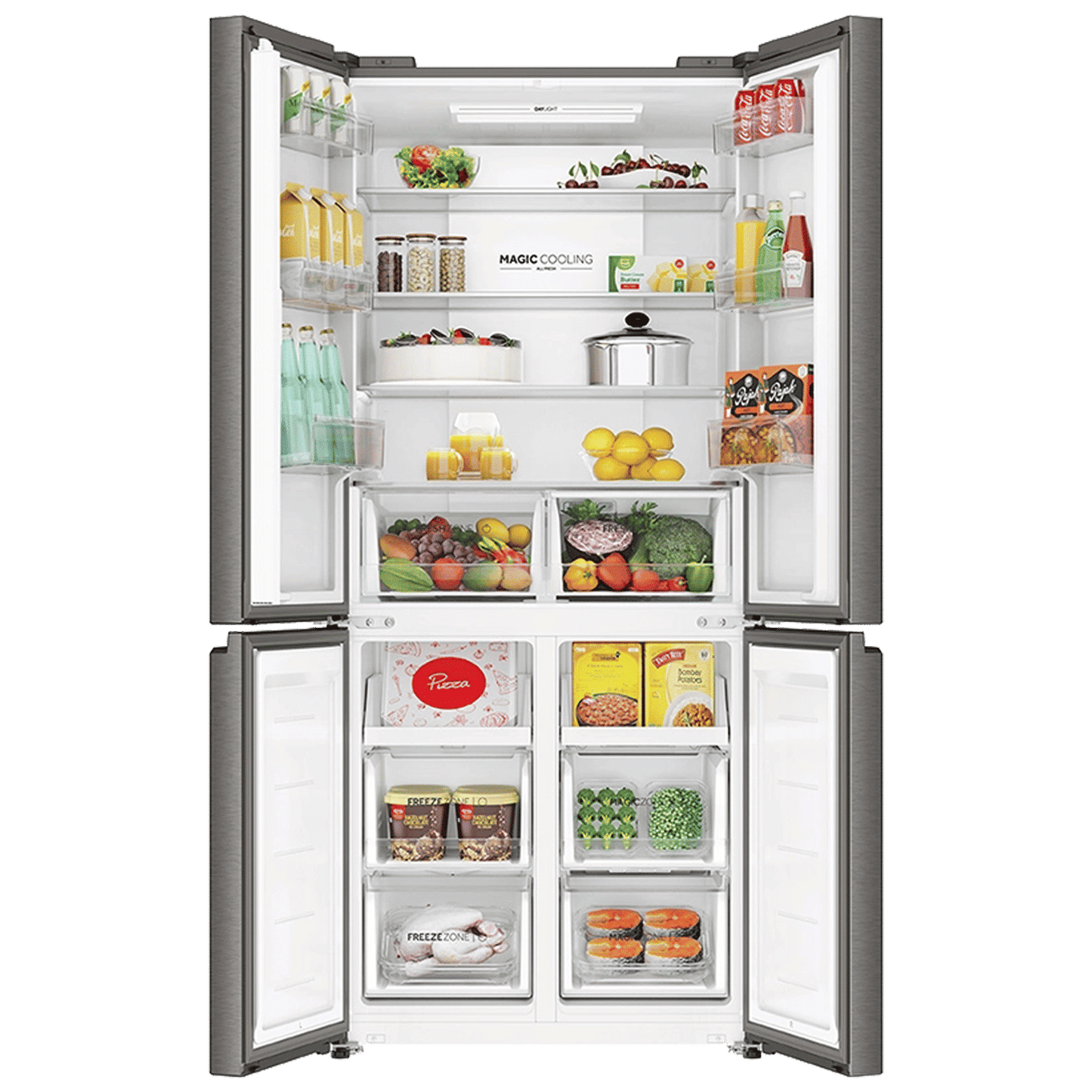 Haier 520 Litres 3 Star Frost Free French Door Convertible Refrigerator (HRB-600IS, Inox Steel)