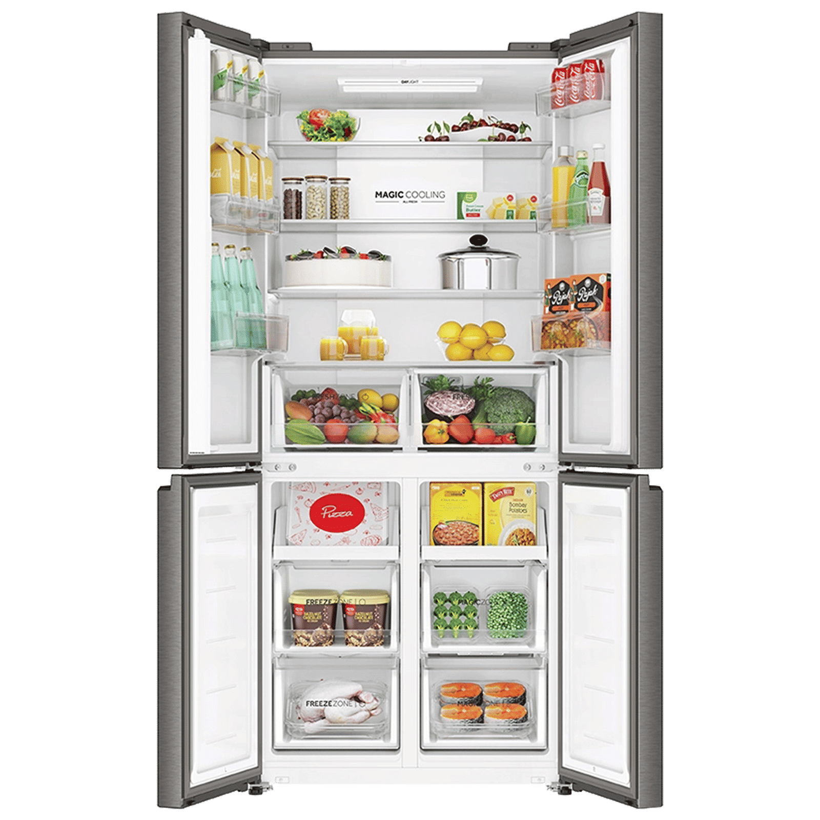 Haier 520 Litres 3 Star Frost Free French Door Convertible Refrigerator (HRB-600IS, Inox Steel)
