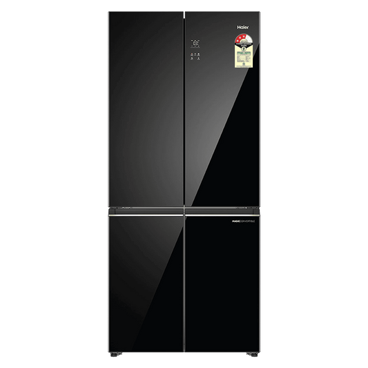Haier 520 Litres 3 Star Frost Free French Door Convertible Refrigerator with Colorful Digital Display Panel (HRB-600KGU1, Black Glass)