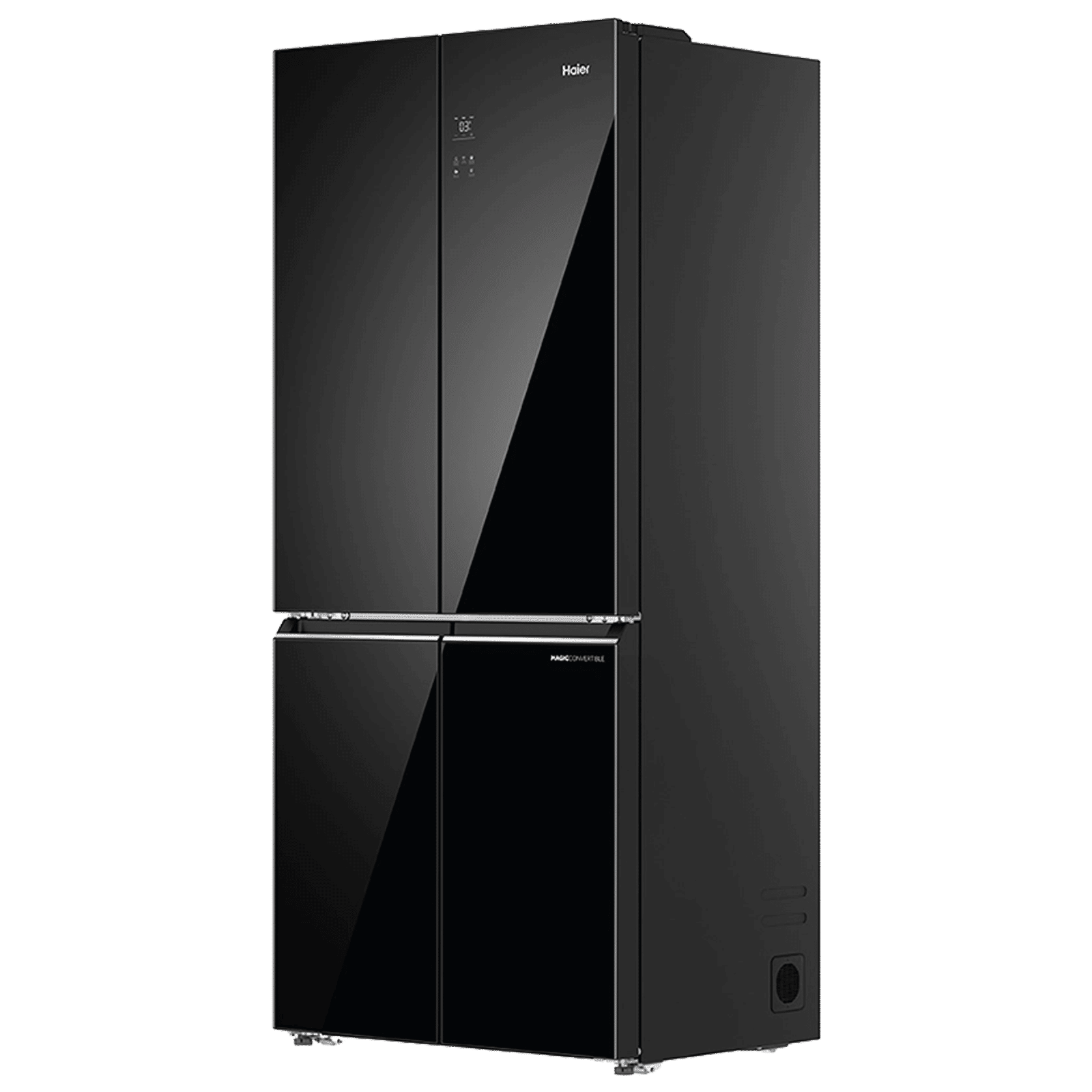 Haier 520 Litres 3 Star Frost Free French Door Convertible Refrigerator with Colorful Digital Display Panel (HRB-600KGU1, Black Glass)