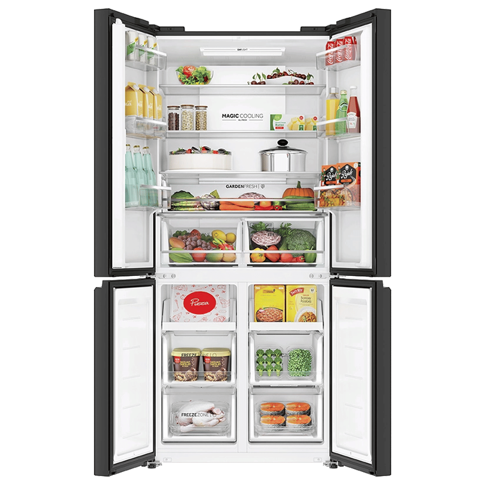 Haier 520 Litres 3 Star Frost Free French Door Convertible Refrigerator with Colorful Digital Display Panel (HRB-600KGU1, Black Glass)