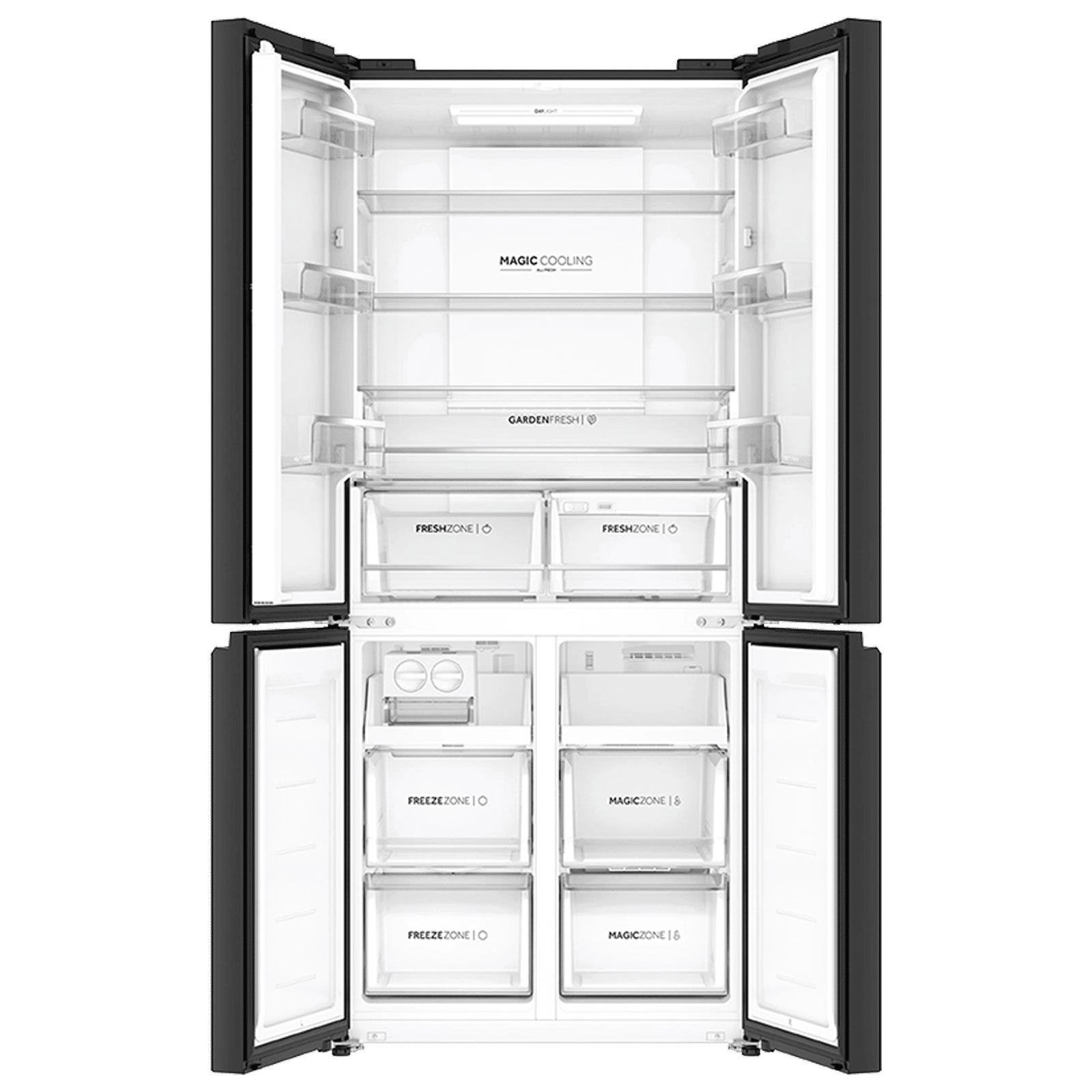 Haier 520 Litres 3 Star Frost Free French Door Convertible Refrigerator with Colorful Digital Display Panel (HRB-600KGU1, Black Glass)